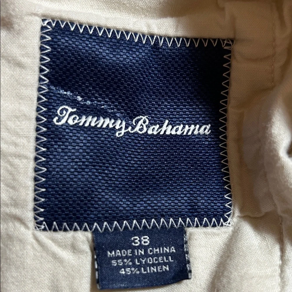 Tommy Bahama Men's Linen Blend Cream Flat Front Chino Shorts Size 38